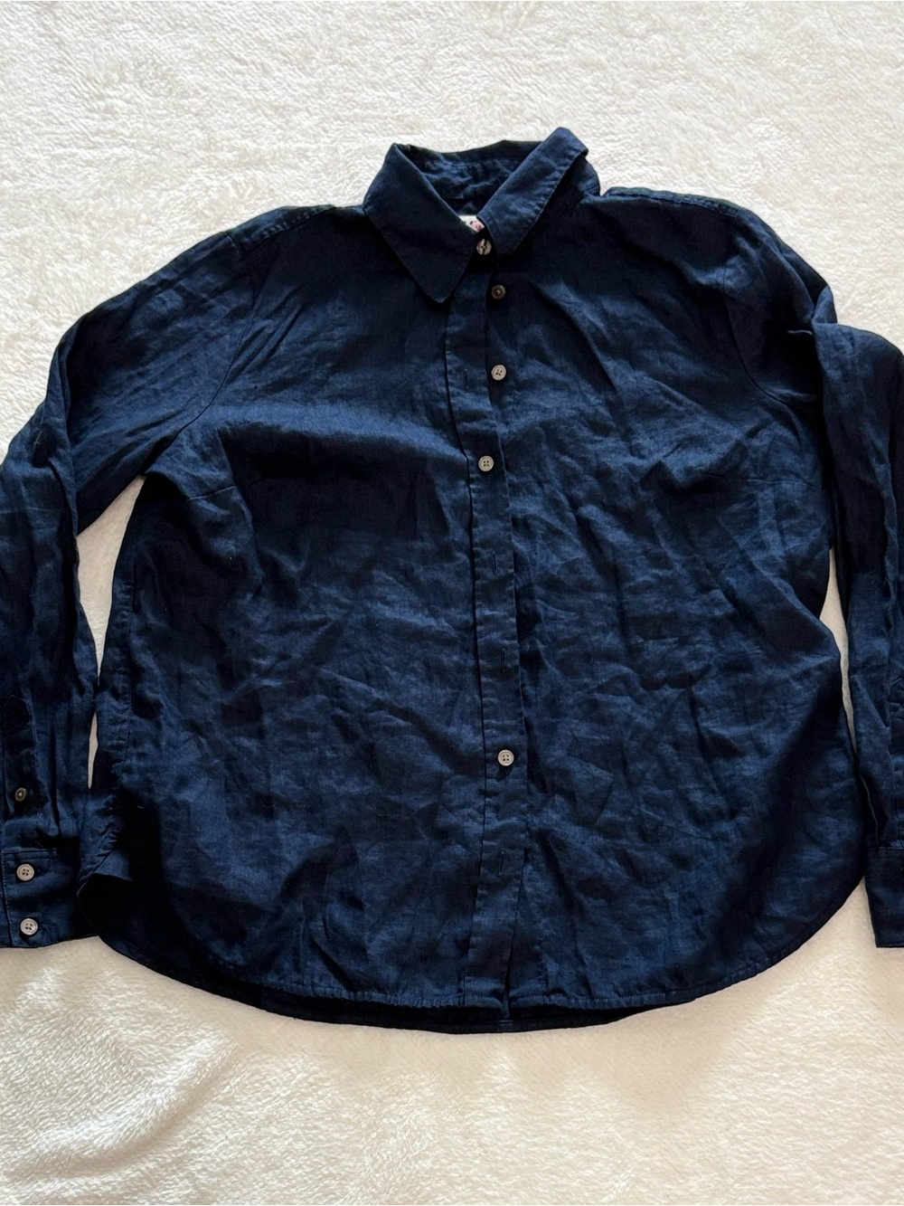 Boden Men's Dark Navy Button-Down Shirt 100% linen